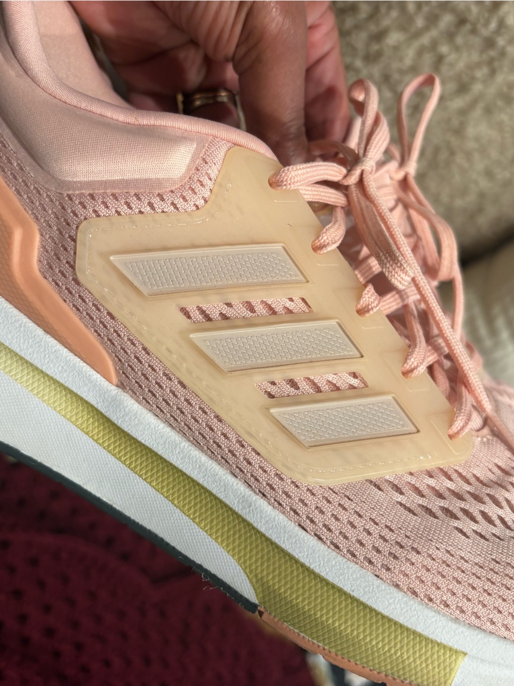 adidas Women's Peach/Pink Athletic Running Shoes with Yellow Accent
